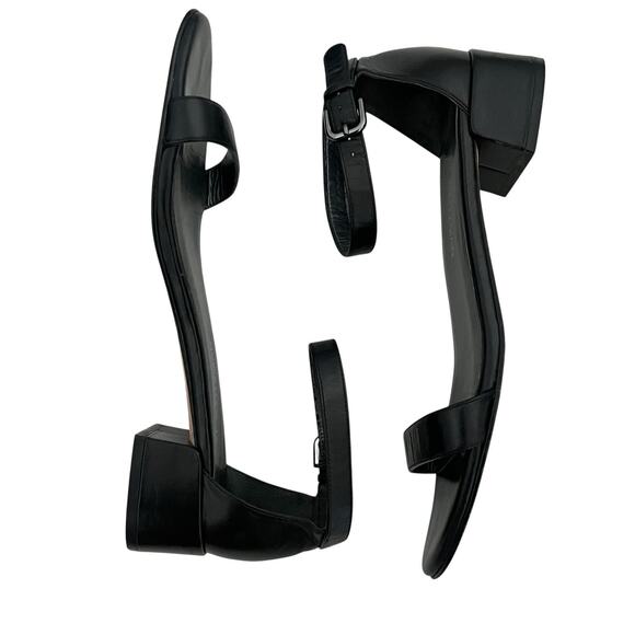 Stuart Whitman Nudist June Black Leather Sandal block Heel Size 9 minimalist - Picture 5 of 14